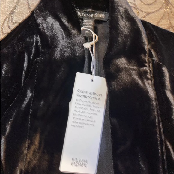 Eileen Fisher High Collar Long  Jacket SVelvet Size Small NWT -$438 - Picture 7 of 12